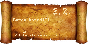 Berda Kornél névjegykártya